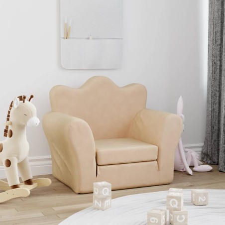 Schlafsofa für Kinder Creme Weicher Plüsch