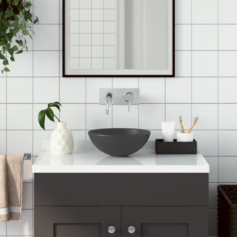 vidaXL Waschbecken Keramik Dunkelgrau Rund vidaXL Waschbecken Keramik Dunkelgrau Rund