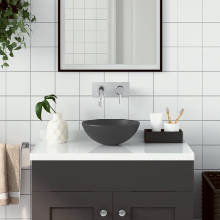 vidaXL Waschbecken Keramik Dunkelgrau Rund 