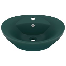 vidaXL Luxus-Waschbecken Überlauf Matt Dunkelgrün 58,5x39cm Keramik   