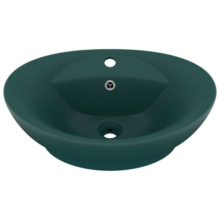 vidaXL Luxus-Waschbecken Überlauf Matt Dunkelgrün 58,5x39cm Keramik   