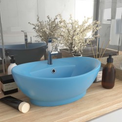 vidaXL Luxus-Waschbecken Überlauf Matt Hellblau 58,5x39cm Keramik   