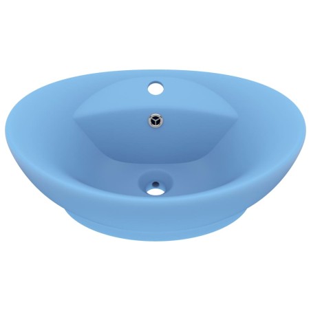 vidaXL Luxus-Waschbecken Überlauf Matt Hellblau 58,5x39cm Keramik   