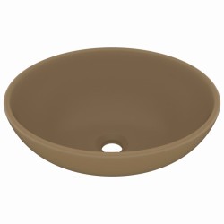 vidaXL Luxuriöses Ovales Waschbecken Matt Creme 40x33 cm Keramik