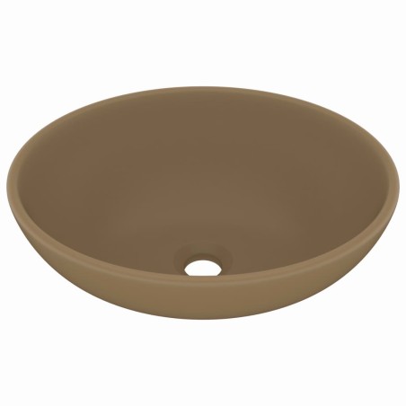 vidaXL Luxuriöses Ovales Waschbecken Matt Creme 40x33 cm Keramik