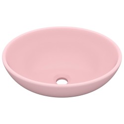 vidaXL Luxuriöses Ovales Waschbecken Matt Rosa 40x33 cm Keramik