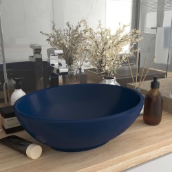 vidaXL Luxuriöses Ovales Waschbecken Matt Dunkelblau 40x33 cm Keramik
