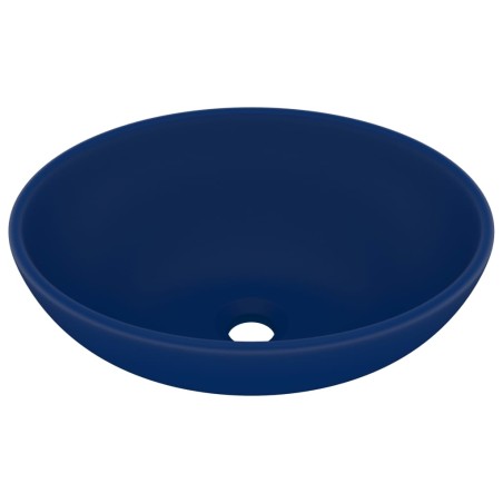 vidaXL Luxuriöses Ovales Waschbecken Matt Dunkelblau 40x33 cm Keramik