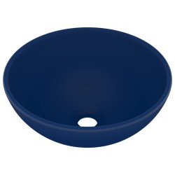 vidaXL Luxus-Waschbecken Rund Matt Dunkelblau 32,5x14 cm Keramik