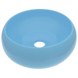 vidaXL Luxuriöses Waschbecken Rund Matt Hellblau 40x15 cm Keramik