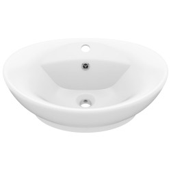 vidaXL Luxus-Waschbecken Überlauf Oval Matt-Weiß 58,5x39 cm Keramik   