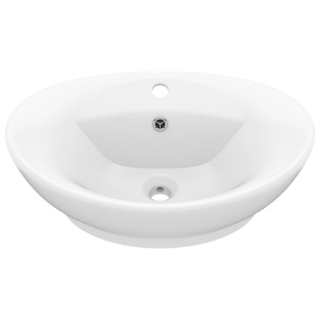 vidaXL Luxus-Waschbecken Überlauf Oval Matt-Weiß 58,5x39 cm Keramik   
