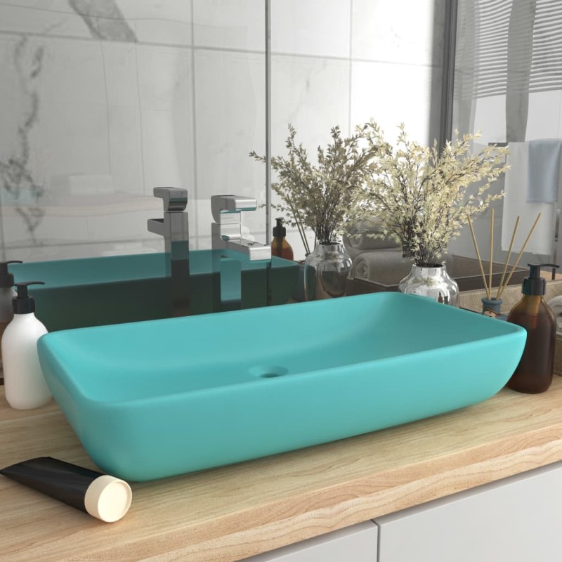 vidaXL Luxus-Waschbecken Rechteckig Matt Hellgrün 71x38 cm Keramik vidaXL Luxus-Waschbecken Rechteckig Matt Hellgrün 71x38 cm Keramik
