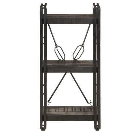 vidaXL Bücherregal 3 Fächer Schwarz 40x30x80 cm Mango Massivholz