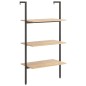 vidaXL Anlehnregal mit 3 Ablagen Hellbraun und Schwarz 64x35x120,5 cm vidaXL Anlehnregal mit 3 Ablagen Hellbraun und Schwarz 64x35x120,5 cm