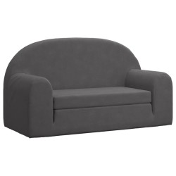 2-Sitzer Schlafsofa für Kinder Anthrazit Weicher Plüsch