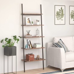 vidaXL Anlehnregal mit 5 Ablagen Dunkelbraun und Schwarz 64x34x185,5cm