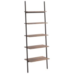 vidaXL Anlehnregal mit 5 Ablagen Dunkelbraun und Schwarz 64x34x185,5cm