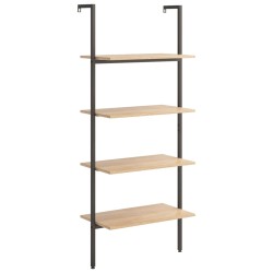 vidaXL Leiterregal mit 4 Böden Hellbraun und Schwarz 64x35x152,5 cm