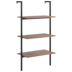 vidaXL Leiterregal mit 3 Böden Dunkelbraun und Schwarz 64x35x120,5cm