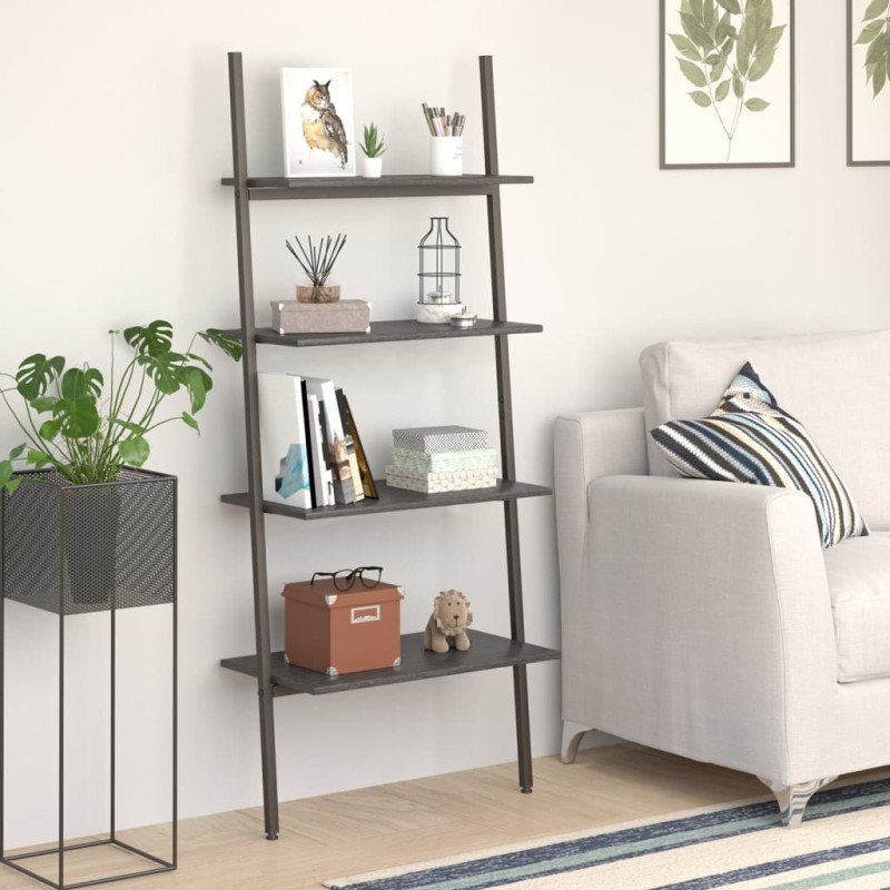 vidaXL Leiterregal mit 4 Böden Schwarz 64x34x150,5 cm vidaXL Leiterregal mit 4 Böden Schwarz 64x34x150,5 cm