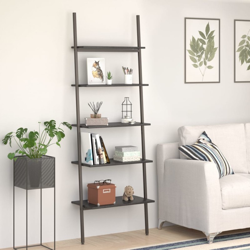 vidaXL Anlehnregal mit 5 Ablagen Schwarz 64x34x185,5 cm vidaXL Anlehnregal mit 5 Ablagen Schwarz 64x34x185,5 cm