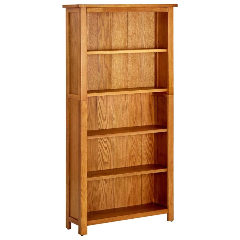vidaXL Bücherregal 5 Fächer 70x22x140 cm Massivholz Eiche vidaXL Bücherregal 5 Fächer 70x22x140 cm Massivholz Eiche