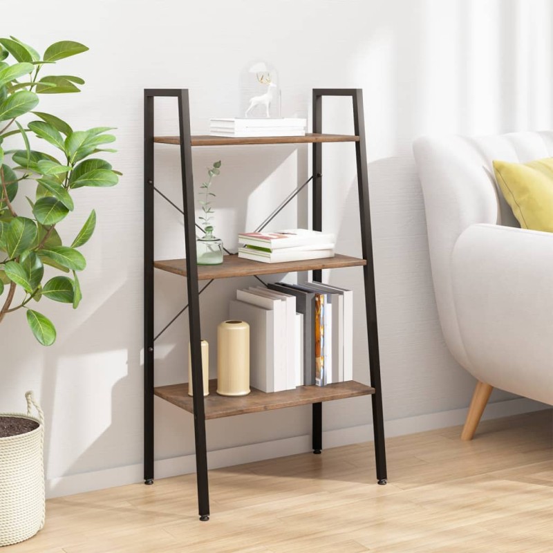 vidaXL Standregal mit 3 Böden Dunkelbraun und Schwarz 56x35x108 cm vidaXL Standregal mit 3 Böden Dunkelbraun und Schwarz 56x35x108 cm