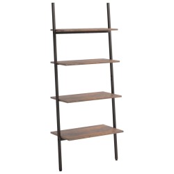 vidaXL Anlehnregal mit 4 Ablagen Dunkelbraun und Schwarz 64x34x150,5cm