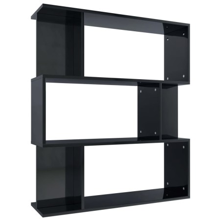 vidaXL Bücherregal/Raumteiler Hochglanz-Schwarz 80x24x96 cm