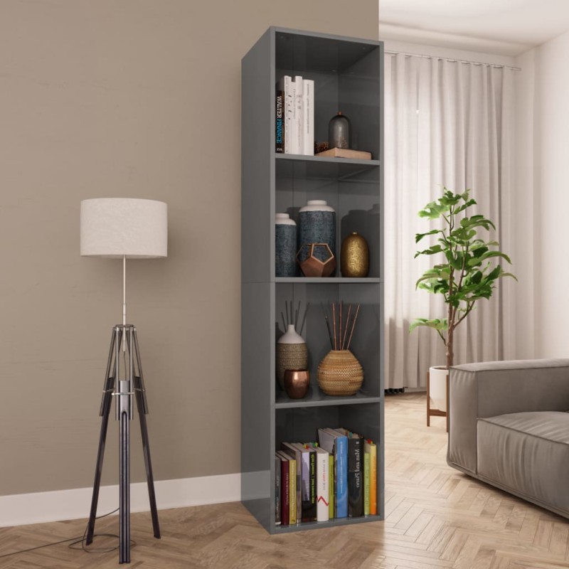 vidaXL Bücherregal/TV-Schrank Hochglanz-Grau 36x30x143cm Holzwerkstoff vidaXL Bücherregal/TV-Schrank Hochglanz-Grau 36x30x143cm Holzwerkstoff