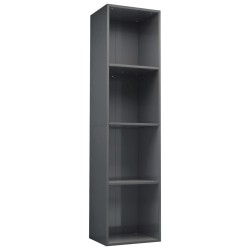 vidaXL Bücherregal/TV-Schrank Hochglanz-Grau 36x30x143cm Holzwerkstoff