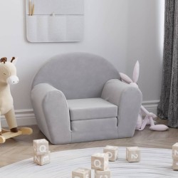 Schlafsofa für Kinder Hellgrau Weicher Plüsch