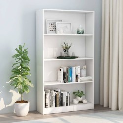 vidaXL Bücherregal 4 Fächer Weiß 80x24x142 cm Holzwerkstoff