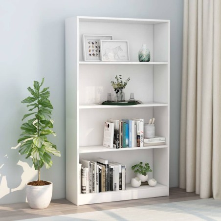 vidaXL Bücherregal 4 Fächer Weiß 80x24x142 cm Holzwerkstoff