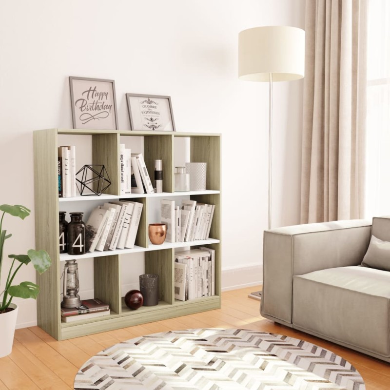 vidaXL Bücherregal Weiß und Sonoma-Eiche 97,5x29,5x100cm Holzwerkstoff vidaXL Bücherregal Weiß und Sonoma-Eiche 97,5x29,5x100cm Holzwerkstoff