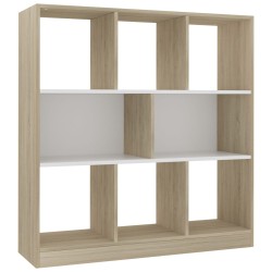 vidaXL Bücherregal Weiß und Sonoma-Eiche 97,5x29,5x100cm Holzwerkstoff