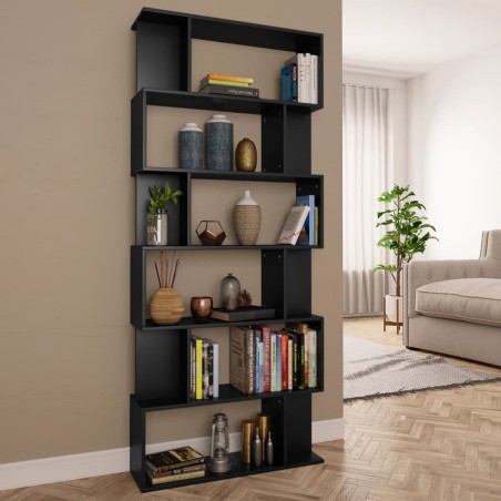 vidaXL Bücherregal/Raumteiler Schwarz 80x24x192 cm Holzwerkstoff