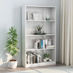 vidaXL Bücherregal 4 Fächer Hochglanz-Weiß 80x24x142 cm Holzwerkstoff