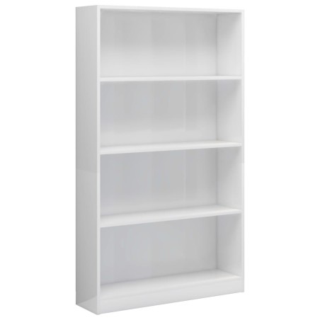 vidaXL Bücherregal 4 Fächer Hochglanz-Weiß 80x24x142 cm Holzwerkstoff