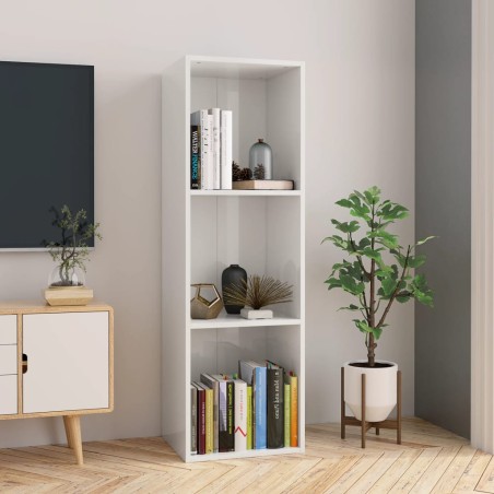 vidaXL Bücherregal/TV-Schrank Hochglanz-Weiß 36x30x114cm Holzwerkstoff