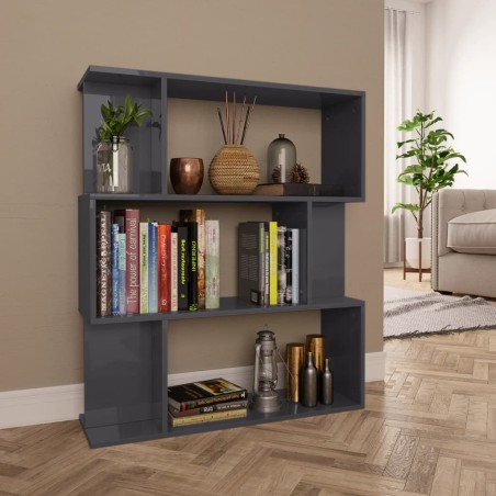 vidaXL Bücherregal/Raumteiler Hochglanz-Grau 80x24x96 cm Holzwerkstoff