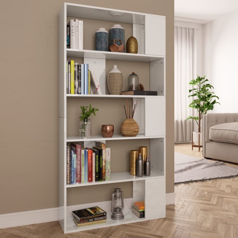 vidaXL Bücherregal/Raumteiler Hochglanz-Weiß 80x24x159 cm vidaXL Bücherregal/Raumteiler Hochglanz-Weiß 80x24x159 cm