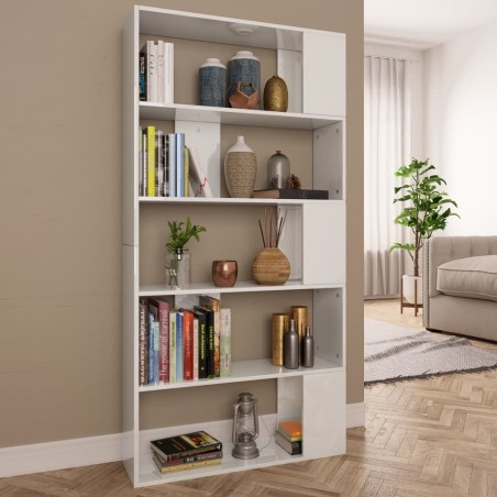 vidaXL Bücherregal/Raumteiler Hochglanz-Weiß 80x24x159 cm