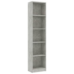vidaXL Bücherregal 5 Fächer Betongrau 40x24x175 cm Holzwerkstoff
