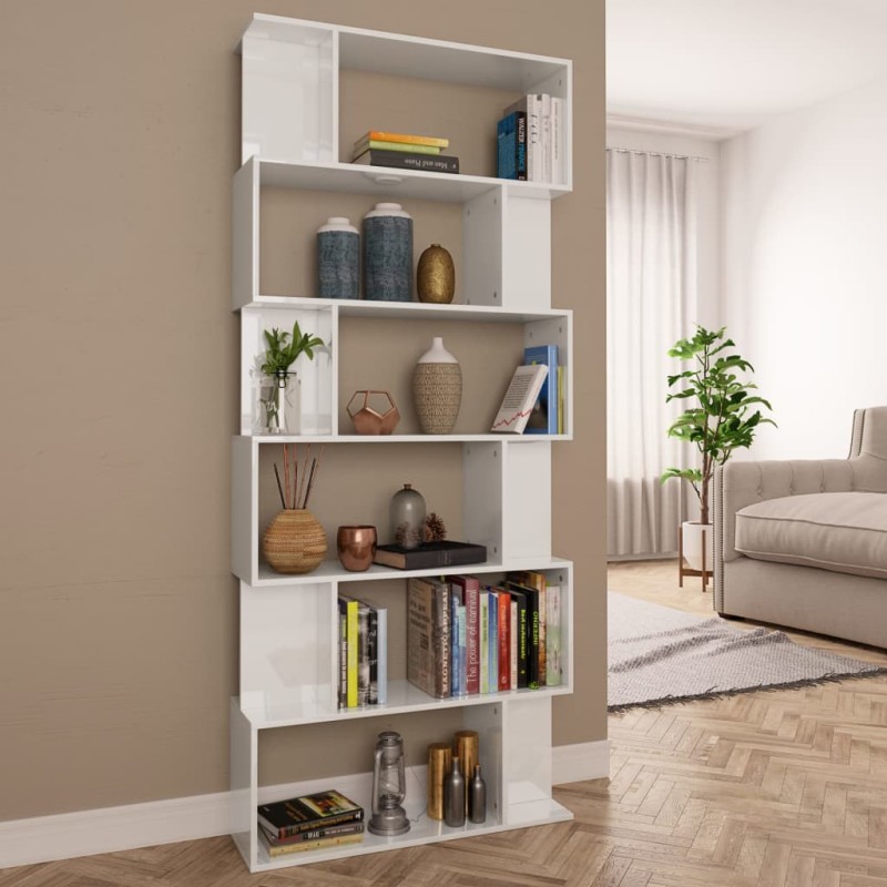 vidaXL Bücherregal/Raumteiler Hochglanz-Weiß 80x24x192 cm vidaXL Bücherregal/Raumteiler Hochglanz-Weiß 80x24x192 cm