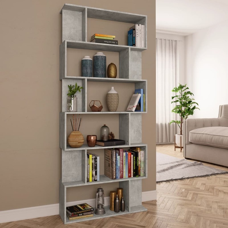 vidaXL Bücherregal/Raumteiler Betongrau 80x24x192 cm Holzwerkstoff vidaXL Bücherregal/Raumteiler Betongrau 80x24x192 cm Holzwerkstoff