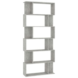 vidaXL Bücherregal/Raumteiler Betongrau 80x24x192 cm Holzwerkstoff
