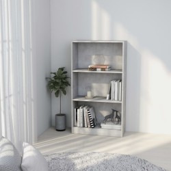 vidaXL Bücherregal 3 Fächer Betongrau 60x24x109 cm Holzwerkstoff