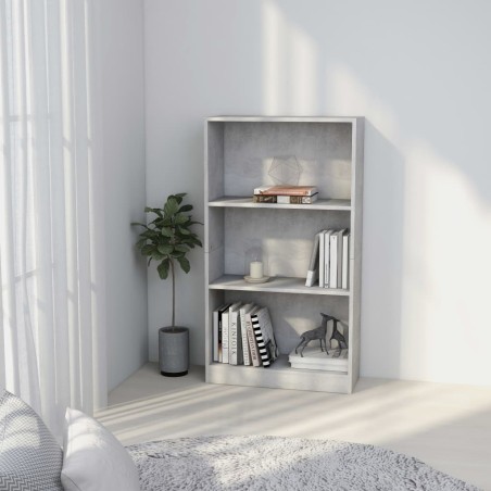 vidaXL Bücherregal 3 Fächer Betongrau 60x24x109 cm Holzwerkstoff